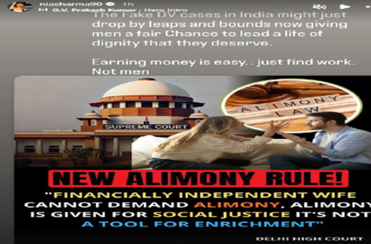 दिल्ली हाइकोर्ट के एलिमनी पर दिए फैसले का निया शर्मा ने किया सपोर्ट, कहा- 'काम ढूंढो, आदमी नहीं'