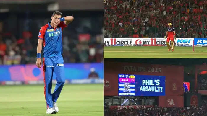 RCB vs DC, Highlights: 6 4 4 4nb 6 1 4, एक ओवर में पडे 30 रन, मिचेल स्टार्क जैसे धुरंधर की आईपीएल में कभी नहीं देखी होगी ऐसी ठुकाई