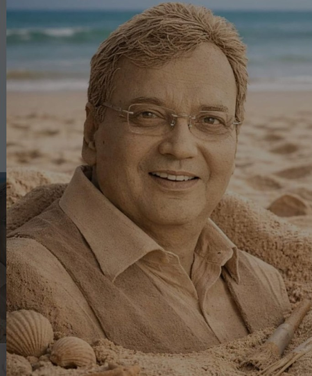 रेत पर उकेरी 'शोमैन' की तस्वीर, सुदर्शन पटनायक की कला देख गदगद हुए सुभाष घई