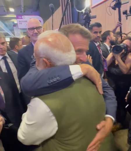 राष्ट्रपति मैक्रों ने पीएम मोदी को गले लगाकर दी विदाई, फरवरी में भारत आने का क‍िया वादा