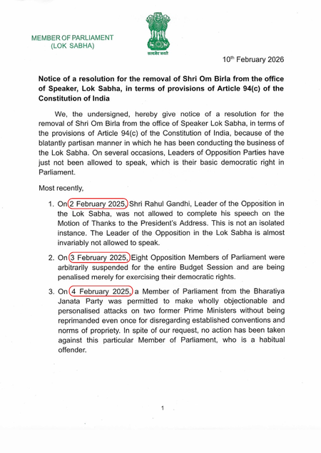लोकसभा अध्यक्ष के खिलाफ अविश्वास प्रस्ताव में तकनीकी खामी, विपक्ष की किरकिरी