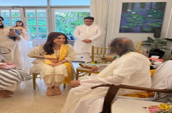 भूमि पेडनेकर को मिला श्रीश्री रविशंकर का आशीर्वाद, तस्वीरों में दिखी सादगी और श्रद्धा