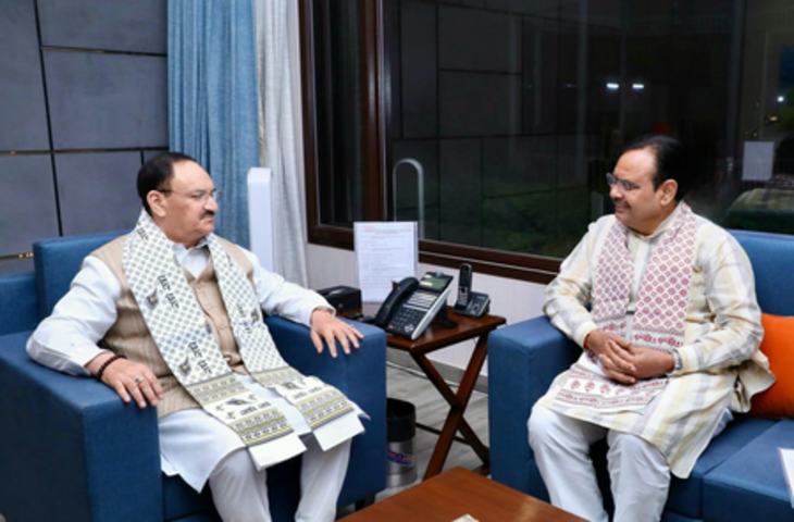 दिल्ली: सीएम भजनलाल शर्मा ने जेपी नड्डा से की मुलाकात, कहा- 'स्वास्थ्य क्षेत्र में नवाचार एवं भविष्य की योजनाओं पर चर्चा की'