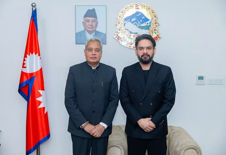 नेपाल के प्रधानमंत्री बालेन शाह से भारतीय राजदूत नवीन श्रीवास्तव की विदाई मुलाकात