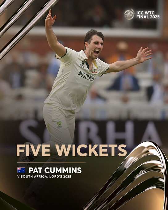 WTC फाइनल में पैट कमिंस का कहर, साउथ अफ्रीका पहली पारी में 138 पर ढेर, 300 टेस्ट विकेट पुरे कर ये बडा रिकार्ड किया अपने नाम