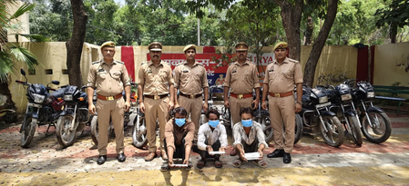 अंतर्राज्यीय बाइक चोर गिरोह का भंडाफोड़, चोरी की 12 मोटरसाइकिलें बरामद