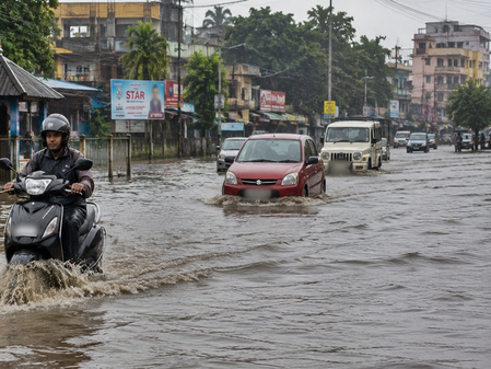 असम की बराक घाटी में भारी बारिश के कारण शहरी क्षेत्रों बाढ़ जैसे हालात