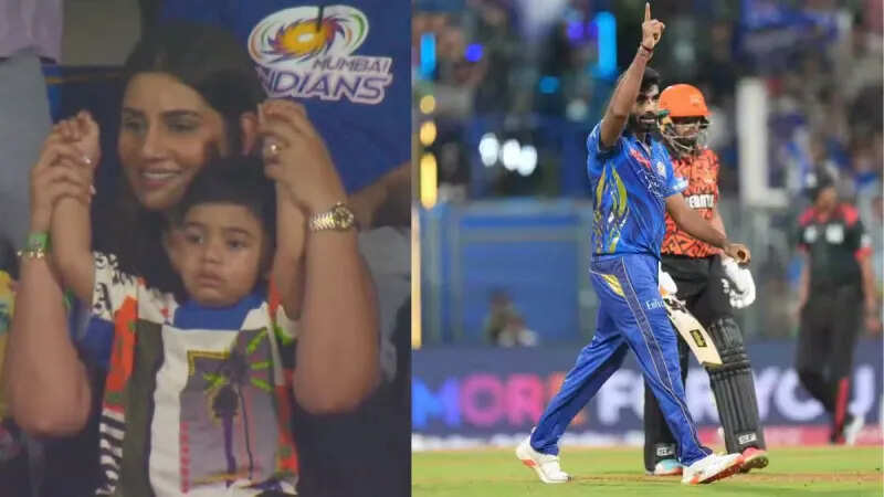 MI vs SRH: जस्सी को चीयर करने मैदान पर पहुंचे ‘लिटिल बुमराह’, वाइफ संजना गणेशन संग हुए स्पॉट