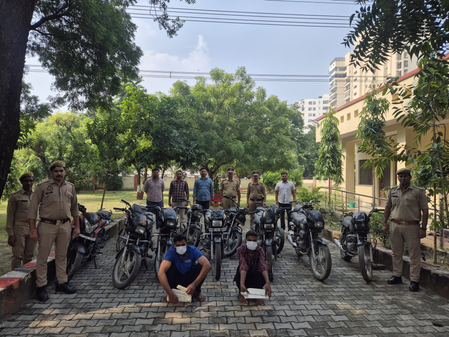 ग्रेटर नोएडा में बाइक चोर गिरोह का पर्दाफाश; दो गिरफ्तार, 12 मोटरसाइकिल बरामद