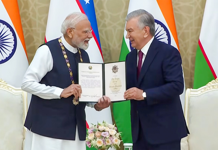 प्रधानमंत्री को उज्बेकिस्तान ने दिया सर्वोच्च सम्मान, पीएम बोले-'ओली दराजली दोस्तलिक' ऑर्डर हमारे अटूट रिश्ते को समर्पित