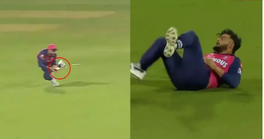 RCB vs RR Highlights: हाथ पर मक्खन लगाकर खेलते हो क्या? मैच शुरू होते ही रियान पराग ने टपकाया लड्डू कैच