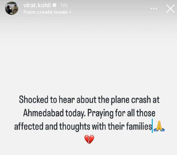 एयर इंडिया विमान हादसे पर विराट कोहली समेत क्रिकेट जगत हुआ शोकग्रस्त, दिग्गजों ने जताया गहरा दुख