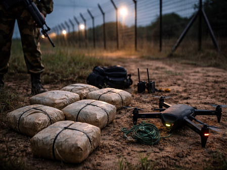 जम्मू-कश्मीर: अंतरराष्ट्रीय सीमा के पास ड्रोन से गिराई 20 करोड़ रुपए की हेरोइन जब्त