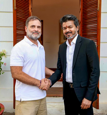 राहुल गांधी ने तमिलनाडु के सीएम विजय को खास अंदाज में किया विश, बोले- 'मैं साथ खड़ा हूं'