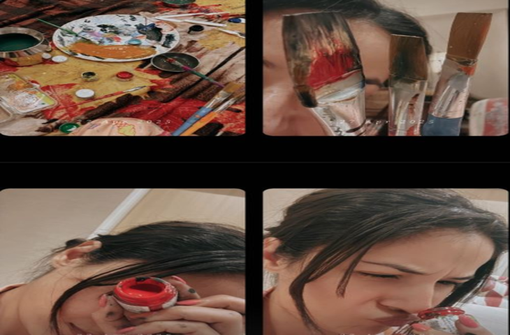 शहनाज गिल को चढ़ा पेंटिंग का शौक, रंगों के साथ खेलती आईं नजर