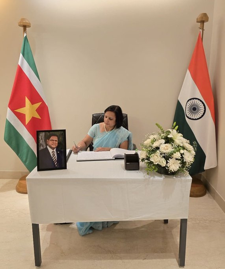 नीना मल्होत्रा पहुंची सूरीनाम दूतावास, पूर्व राष्ट्रपति संतोखी के निधन पर किया शोक व्यक्त