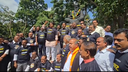 बेंगलुरु : काली टी-शर्ट में भाजपा का प्रदर्शन, नागेंद्र के इस्तीफे की मांग को लेकर विधानसौधा में जबरन घुस गए