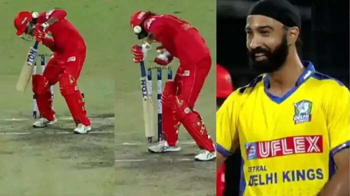 DPL में बाल-बाल बचे दिग्वेश राठी, सिर पर लगी सिमरजीत सिंह की खतरनाक गेंद