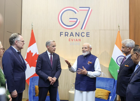 जी-7 सम‍िट में मार्क कार्नी से म‍िले पीएम मोदी, जी-20 से पहले एफटीए पूरा करने पर हुई चर्चा