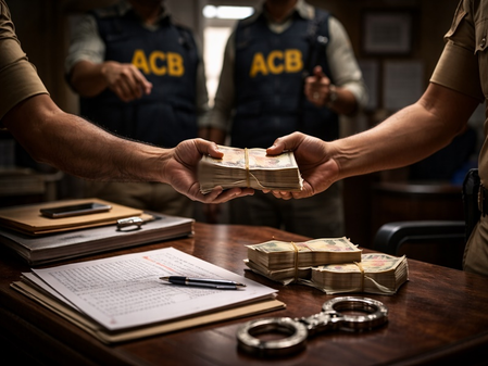 आंध्र प्रदेश के दो पुलिस अधिकारी 3 लाख रुपए की रिश्वत लेते हुए पकड़े गए