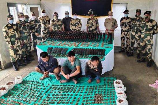 Mizoram में बीएसएफ को हाथ लगा हथियारों का जखीरा, 3 गिरफ्तार