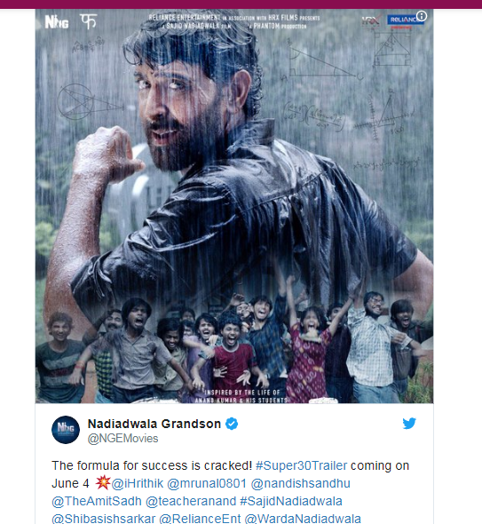इस दिन रिलीज होगी ऋतिक की सुपर30, कल होगा ट्रेलर रिलीज