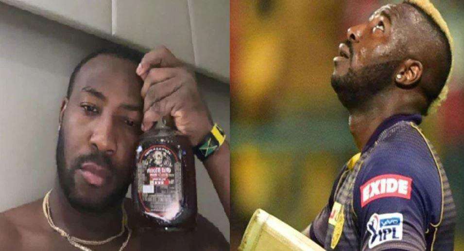 IPL 2021:   धाकड़ खिला़ड़ी आंद्रे रसेल मैचों के दौरान पी  रहे हैं शराब , खुद शेयर की तस्वीर