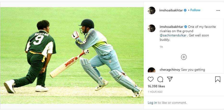 कोरोना पॉजिटिव Sachin Tendulkar के   लिए Shoaib Akhtar ने  मांगी दुआ, शेयर की ये फोटो