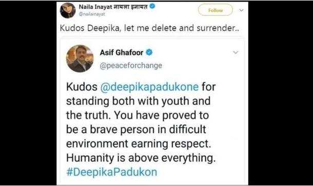 दीपिका के JNU पहुंचने पर पाकिस्तान के इस शख्स का आया था ट्वीट