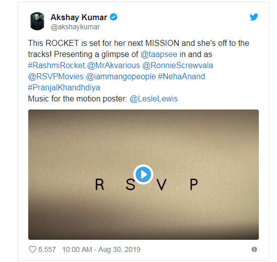 तापसी के रॉकेट मिशन पर अक्षय कुमार का मजेदार ट्वीट,देखें