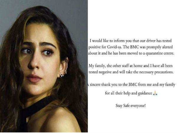 सारा अली खान के ड्राइवर के निकला कोरोना, सारा के घर वालो की रिपोर्ट भी आई सामने