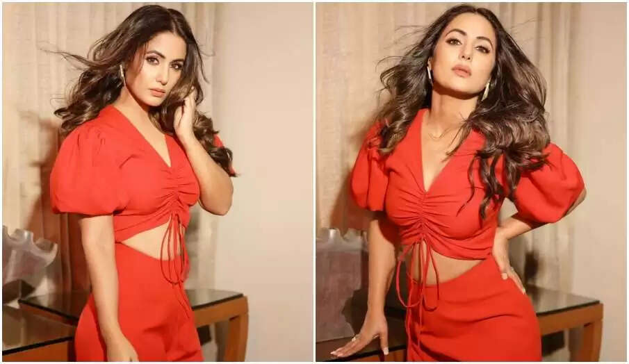 Hina Khan looked beautiful in red color jumpsuit, pictures of latest photoshoot went viral