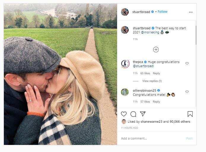 नए साल के मौके पर  Stuart Broad  ने  अपनी गर्लफ्रेंड से की सगाई,  सोशल मीडिया शेयर की PHOTO