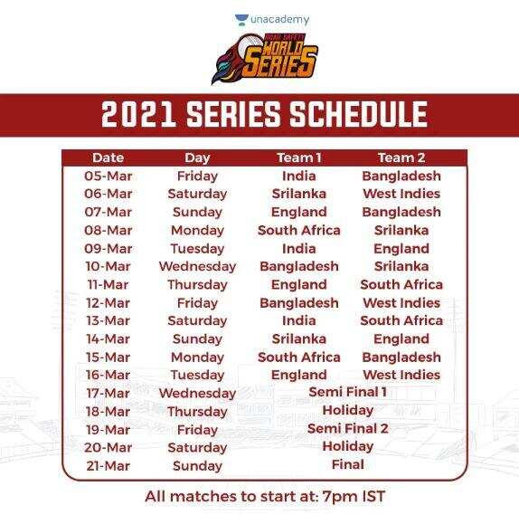 Road Safety World Series 2021: जानें फुल शेड्यूल और कब -कहां औ कैसे मैचों को देख सकते हैं लाइव