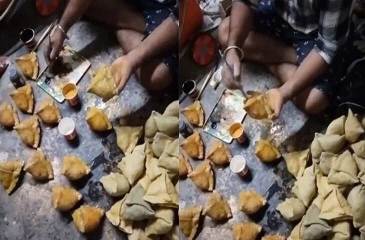 समोसे पर रंग लगाने का वीडियो हुआ वायरल, इस वायरल वीडियो को देख आप भी भूल जाएंगे खाना&nbsp;