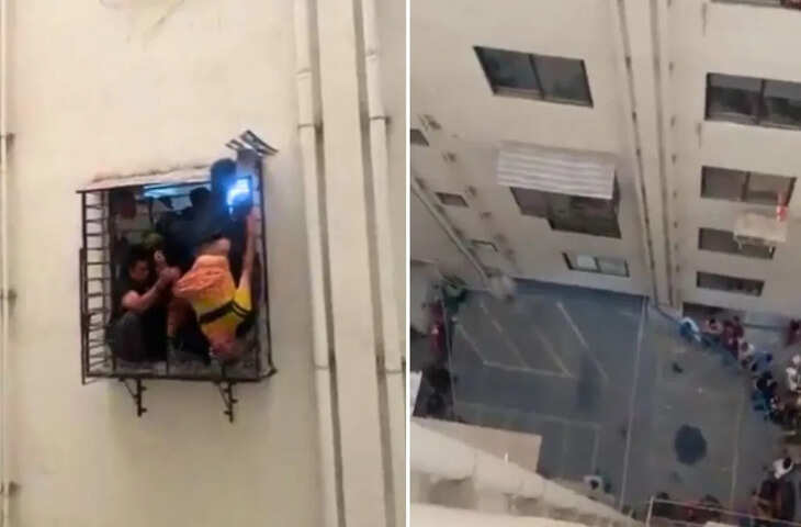सूरत में चमत्कार से कम नहीं घटना, 10वीं मंजिल से गिरा युवक 8वीं मंजिल की खिड़की में अटका, एक घंटे बाद रेस्क्यू