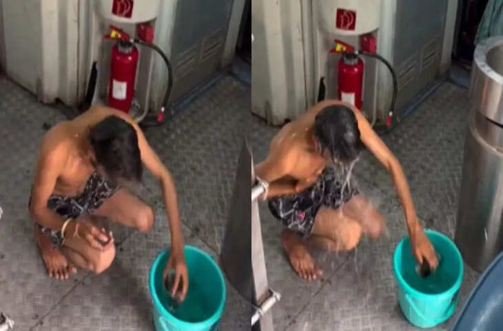 Viral होने के चक्कर में ट्रेन में ही नहाने लगा शख्स, Video हुआ वायरल तो Railway ने भर दिया चालान