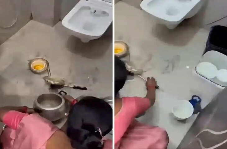 पानी की सप्लाई रुकी तो बाथरूम में धोए जा रहे थे बर्तन, ग्राहक के सवाल पर कर्मचारी ने बताई वजह