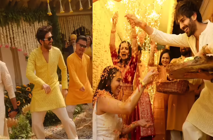 कार्तिक आर्यन के घर सजा भव्य शादी का मंडप! हल्दी सेरेमनी में एक्टर ने जमा दिया रंग, यहाँ देखे सेलिब्रेशन की वायरल झलकियाँ 