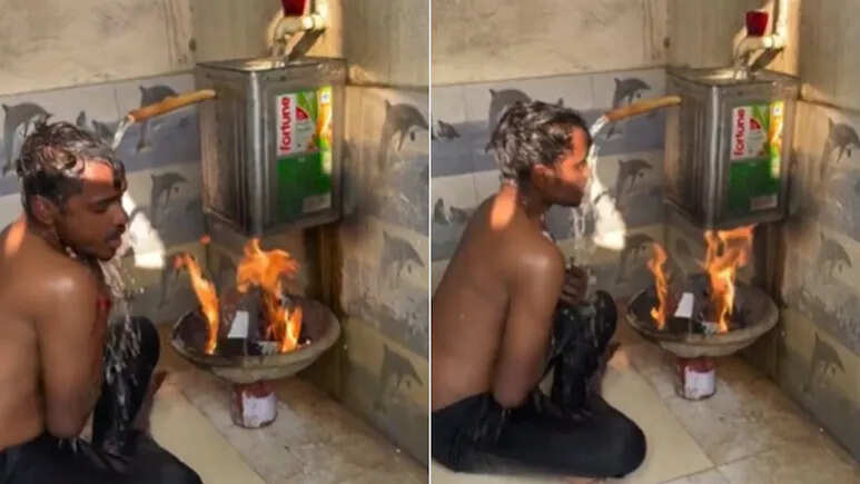 गीजर कंपनी वाले सदमे में हैं, सर्दी में नहाने के लिए लड़के ने कनस्तर से किया धांसू जुगाड़, देख पकड़ लेंगे माथा