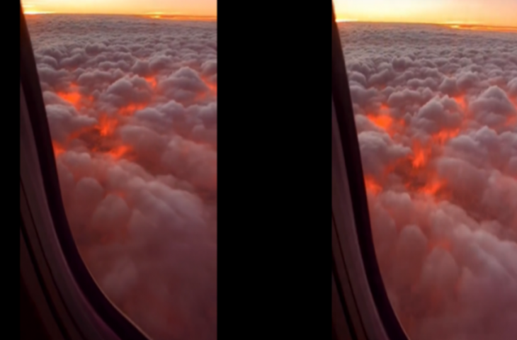 आसमान के ऊपर, बादलों में से ऐसा दिखता है सूर्यास्त, कैमरे में कैद हुआ प्रकृति का अद्भुत नजारा