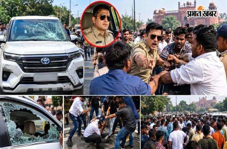 आगरा में जज पर BSF जवान ने हमला किया:पिता और गनर को पीटा, भीड़ ने कार का शीशा तोड़ा; जलाने की कोशिश की