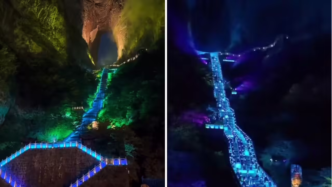 Viral Video: पहाड़ों के बीच आसमान तक जाने वाला रास्ता देख थम गई लोगों की सांसें, ये दृश्यम देख थम जाएंगी नजरे