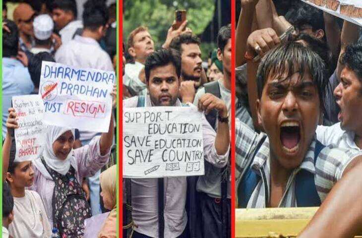NEET पेपर लीक और धर्मेंद्र प्रधान के इस्तीफे की मांग को लेकर छात्र आंदोलन तेज, दिल्ली से बिहार तक प्रदर्शन और बवाल
