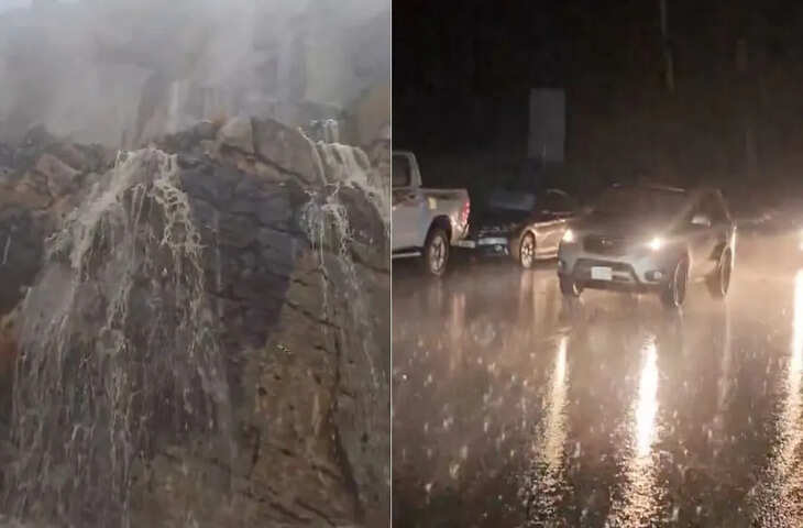 दुबई में आ गया ज़लज़ला? रेगीस्तान में भी पर्वतों से बह रहा झरना और सड़कों पर पानी ही पानी, Video वायरल