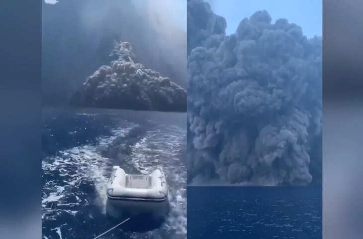 बोट से गए थे घूमने, अचानक फटा 200,000 साल पुराना ज्वालामुखी, कैमरे में कैद हुआ भयानक VIDEO