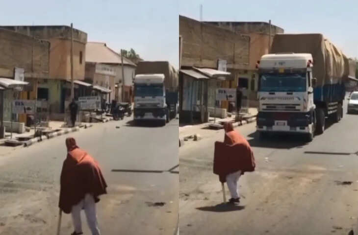 बुजुर्ग को रोड पर करता देख ड्राईवर ने रोका ट्रक उसके बाद जो देखा वो देख फटी रह गई आँखें, देखे वायरल वीडियो 