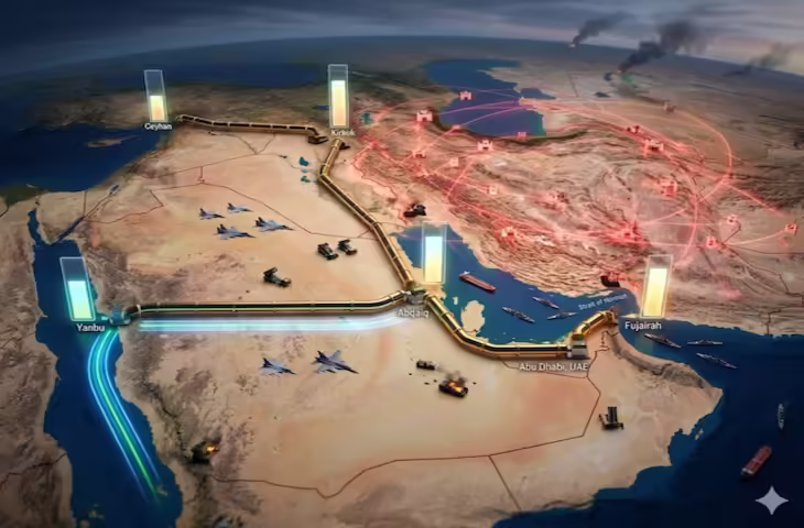 दुनिया को अब तेल और गैस की सप्लाई के लिए होर्मुज़ जलडमरूमध्य (Strait of Hormuz) की ज़रूरत नहीं पड़ेगी। खाड़ी देशों ने इस समस्या से निपटने के लिए एक नया ढांचा बनाने पर विचार करना शुरू कर दिया है। इस व्यवस्था के तहत, तेल और गैस के परिवहन को आसान बनाने के लिए पूरे खाड़ी क्षेत्र में कुल चार पाइपलाइनें बनाई जाएंगी। अगर ये पाइपलाइनें सफलतापूर्वक पूरी हो जाती हैं, तो ईरान&mdash;फ़ारसी खाड़ी (Persian Gulf) में अपना दबदबा होने के बावजूद&mdash;वैश्विक तेल और गैस सप्लाई के रास्तों को बाधित नहीं कर पाएगा।  *फाइनेंशियल टाइम्स* के अनुसार, सऊदी अरब ने 1980 में ही होर्मुज़ जलडमरूमध्य का एक वैकल्पिक रास्ता तैयार कर लिया था&mdash;एक ऐसी पहल जो आज बेहद महत्वपूर्ण साबित हो रही है। फ़िलहाल, यह पाइपलाइन रोज़ाना 70 लाख बैरल कच्चे तेल के परिवहन में मदद करती है। यही वजह है कि खाड़ी देशों ने अब और पाइपलाइन परियोजनाओं पर सक्रिय रूप से काम करना शुरू कर दिया है।  फ़िलहाल किस तरह की परियोजनाएँ चल रही हैं? अभी खाड़ी क्षेत्र में केवल एक ही चालू पाइपलाइन है, जो सऊदी अरब में स्थित है। सऊदी अरब ने यह पाइपलाइन फ़ारसी खाड़ी के किनारों पर उत्पादित तेल को लाल सागर (Red Sea) के तट पर स्थित एक बंदरगाह तक पहुँचाने के लिए बनाई थी। 1980 के दशक में बनी यह पाइपलाइन कई मौकों पर एक प्रभावी और भरोसेमंद संपत्ति साबित हुई है। इस सफल मॉडल को देखते हुए, चार और पाइपलाइनें बनाने के प्रस्ताव रखे गए हैं।  इराक-तुर्की पाइपलाइन: इस प्रस्ताव के तहत, इराक के किरकुक से तुर्की के सेहान तक एक पाइपलाइन बनाने की योजना है। इस पाइपलाइन की लंबाई 970 किलोमीटर होने का अनुमान है। एक बार पूरी हो जाने पर, यह पाइपलाइन भूमध्य सागर (Mediterranean Sea) के रास्ते तेल के निर्बाध परिवहन को संभव बनाएगी।  हदीथा-अकाबा पाइपलाइन: इराक के हदीथा से जॉर्डन के अकाबा तक एक पाइपलाइन चलाने का प्रस्ताव है। इस पाइपलाइन की कुल लंबाई 1,154 किलोमीटर होने की उम्मीद है। इसके निर्माण के बाद, यह पाइपलाइन लाल सागर के रास्ते तेल के आसान परिवहन में मदद करेगी।  UAE-फ़ुजैरा पाइपलाइन: UAE को ओमान के फ़ुजैरा से जोड़ने के लिए एक पाइपलाइन का प्रस्ताव है। फ़ुजैरा ओमान में स्थित है; इस रणनीतिक स्थान से, विभिन्न शिपिंग मार्गों के ज़रिए तेल को दुनिया के किसी भी हिस्से में आसानी से भेजा जा सकता है। इस पाइपलाइन की लंबाई 354 किलोमीटर है।  सऊदी पूर्व-पश्चिम पाइपलाइन: सऊदी अरब के पास पहले से ही एक पाइपलाइन मौजूद है; हालाँकि, अब एक नई पाइपलाइन बनाने पर चर्चा चल रही है। इस पाइपलाइन की लंबाई 1,200 km तक हो सकती है। इस पाइपलाइन के ज़रिए, तेल की सप्लाई सीधे लाल सागर से की जा सकती है।  IMEC को फिर से शुरू करने पर विचार  इंडिया-मिडिल ईस्ट इकोनॉमिक कॉरिडोर (IMEC) को फिर से शुरू करने की योजनाओं पर भी विचार किया जा रहा है। यह कॉरिडोर इज़रायल के एक बंदरगाह से शुरू होकर, जॉर्डन, सऊदी अरब और UAE से होते हुए भारत तक जाता है। भारत के रास्ते, गैस और तेल की सप्लाई पूरे दक्षिण एशिया में आसानी से की जा सकती है। दूसरे शब्दों में, अगर इस कॉरिडोर को सफलतापूर्वक फिर से शुरू कर दिया जाता है, तो दक्षिण एशियाई क्षेत्र में तेल की सप्लाई में कोई लॉजिस्टिकल रुकावट नहीं आएगी। नतीजतन, अब स्ट्रेट ऑफ़ होर्मुज़ पर निर्भर रहने की कोई ज़रूरत नहीं रहेगी।  इसके अलावा, इस कॉरिडोर को ईरान से कोई खतरा नहीं होगा, क्योंकि भारत और ईरान के बीच मज़बूत कूटनीतिक संबंध हैं। किसी भी हाल में, ईरान भारत से जुड़े किसी भी इंफ्रास्ट्रक्चर या सुविधाओं पर हमला नहीं करेगा।