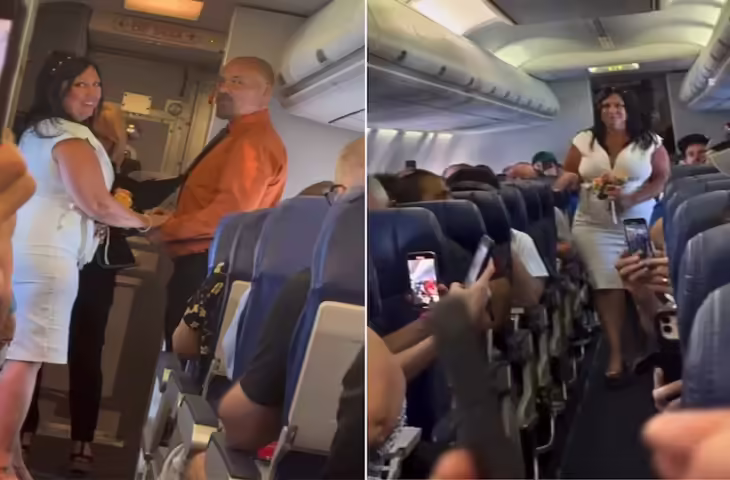 Sky Wedding:&nbsp;हजारों फुट ऊपर पैसेंजर्स के सामने कपल ने रचाई शादी, यहाँ देखिये वायरल वीडियो&nbsp;