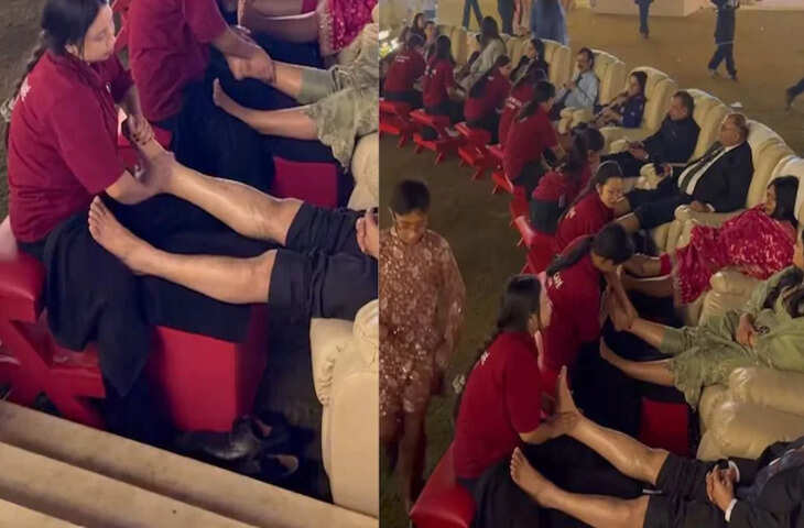 वायरल वीडियो में शादी या लग्जरी स्पा? मेहमानों को मिल रही &lsquo;फुट मसाज&rsquo; और डेकोरेशन ने बढ़ाई कन्फ्यूजन